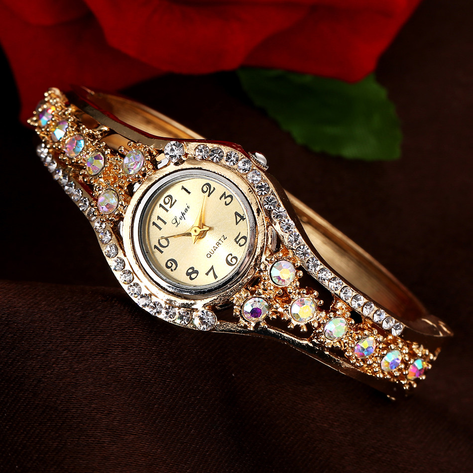 Jewelry Diamond Watches - Women's Luxury Colored Diamond Bezel Elegant
