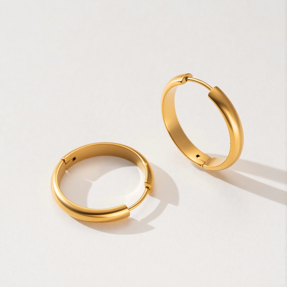 4Pcs Stainless Steel Round Hoo - Hoop Earrings ulasan dan harga