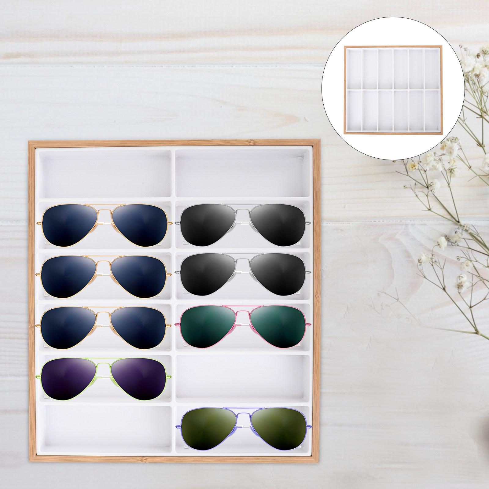 Glasses Display Tray 12-Grid W - Watches Jewelry Holder ulasan dan harga